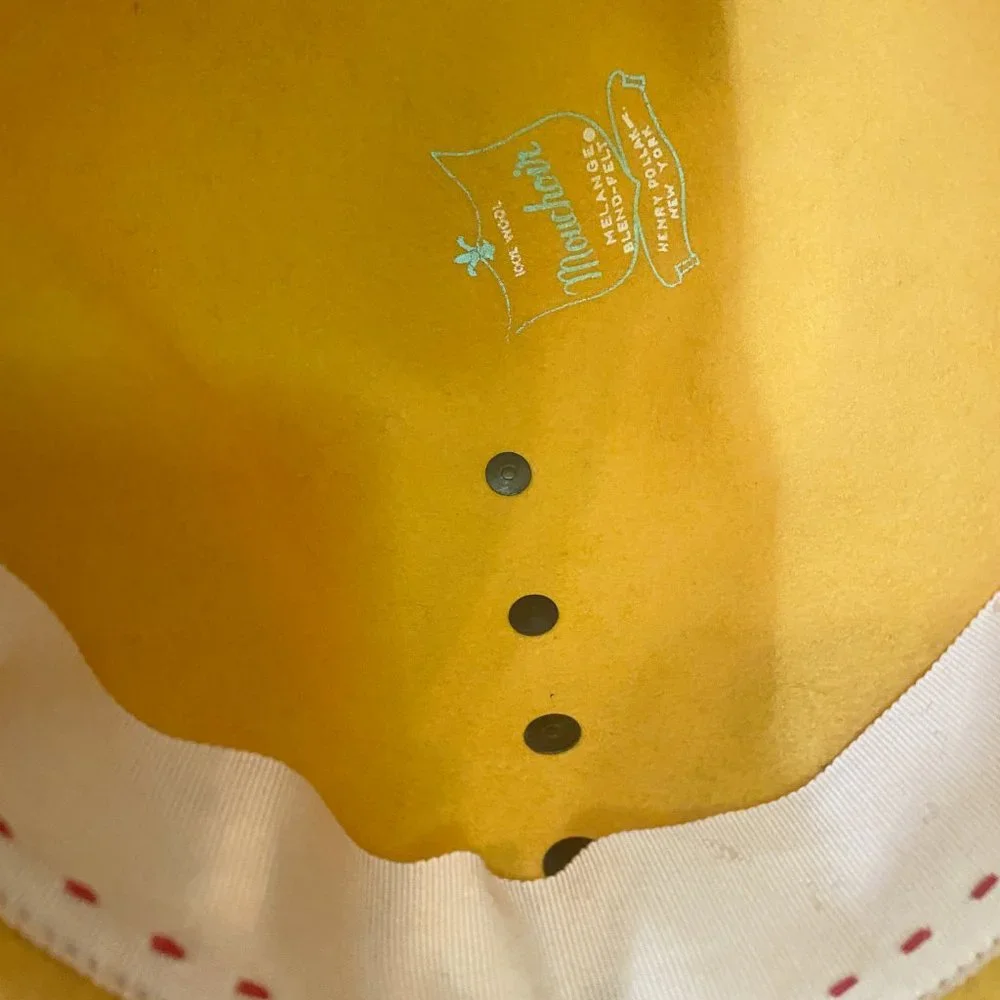 Vintage Mr. John Classic 100% Mustard Wool Mouchoir Melange Felt Cloche Hat - Picture 8 of 8